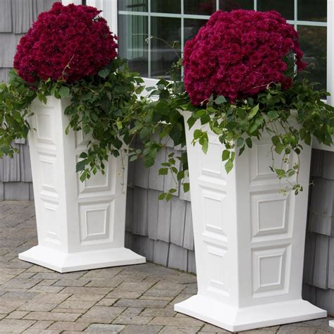 Outdoor artificial flowers can activate the outdoor space. Good Ideas Savannah Tall Square Resin Planter | Tall ...
