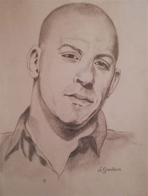Vin Diesel Portrait Sketches Celebrity Art Drawings