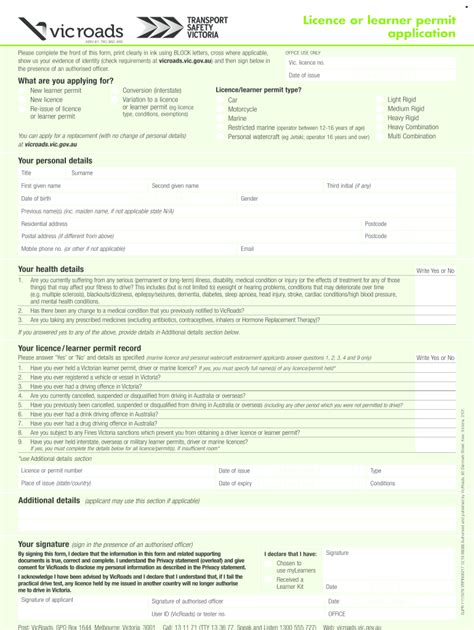 Vicroads Learner Permit Form Fill Out And Sign Printable Pdf Template