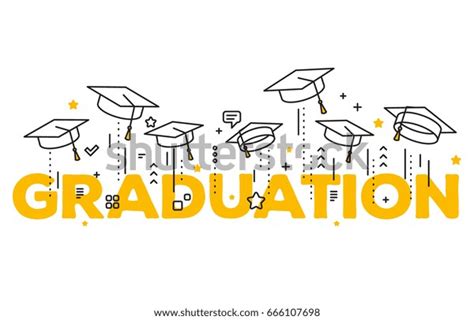 Vector Illustration Word Graduation Graduate Caps Stock Vector Royalty