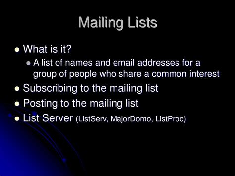 Ppt Mailing Lists And Newsgroups Powerpoint Presentation Free