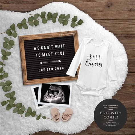 editable digital pregnancy announcement for social media you etsy