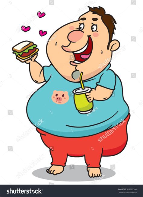 Overweight Fat Man Eating Illustration 318360206 Shutterstock