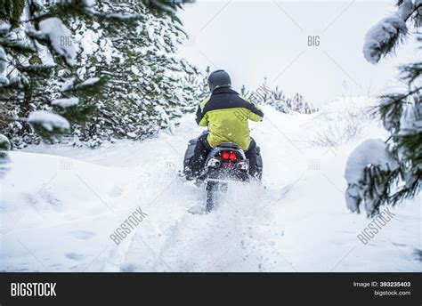 Man Riding Snowmobile Image And Photo Free Trial Bigstock