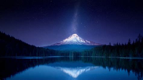305056 Night Sky Stars Mountain Lake Landscape