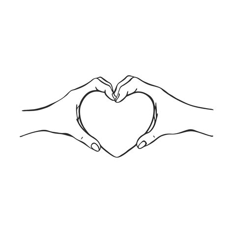 Hands Holding Heart Hand Drawn Vector Illustration On White