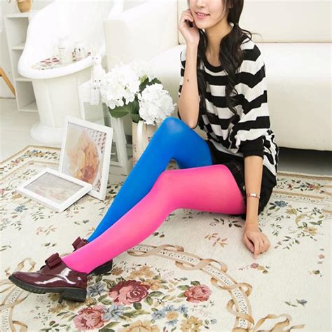 buy women pantyhose girl tights japanese fashion patchwork contrast color slim fitness sexy