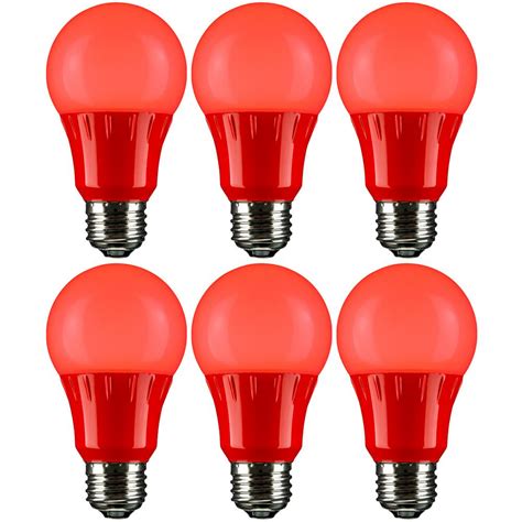 Sunlite 22 Watt Equivalent A19 Led Red Light Bulbs Medium E26 Base In
