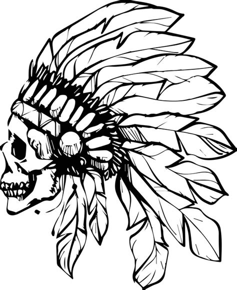 Cherokee Indian Skull Native Traditional Mascot Feather Etsy