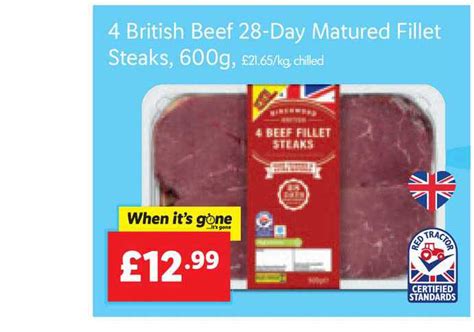 4 British Beef 28 Matured Fillet Steaks Offer At Lidl
