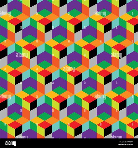 Seamless Abstract Cube Pattern Colorful Design Geometric 3d Vector