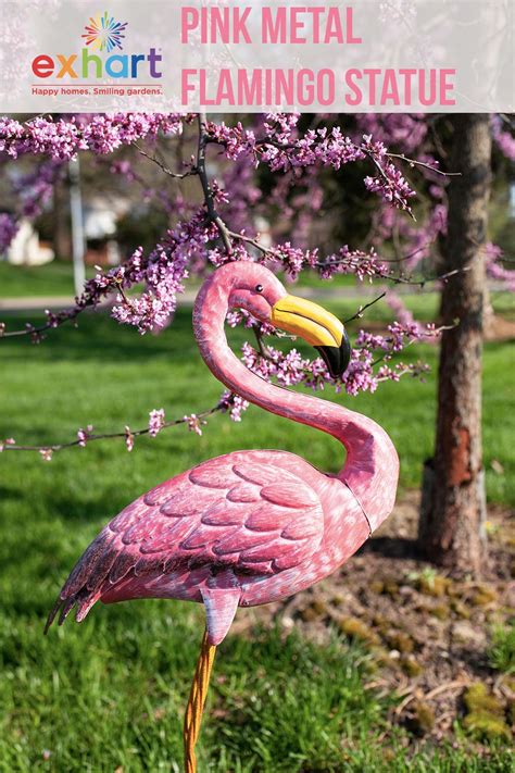 Exhart Pink Metal Flamingo Statue 29 Inch Garden Art Sculptures