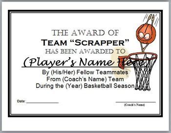 Basketball Awards Certificates: 9 Different Awards by Surviving Social