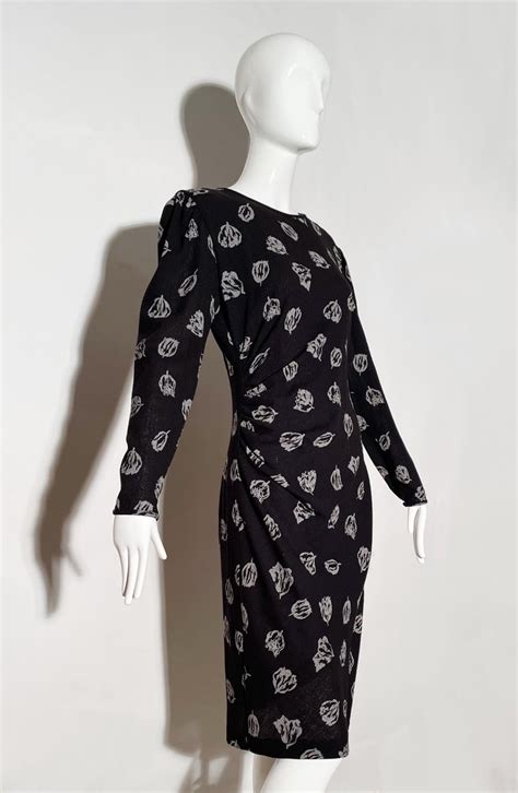 Emanuel Ungaro Black Ruched Floral Dress For Sale At 1stdibs
