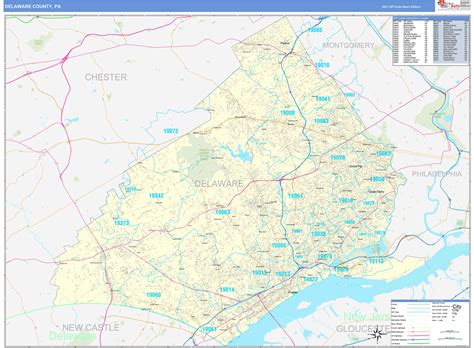 Delaware County Pa Zip Code Wall Map Basic Style By Marketmaps Mapsales