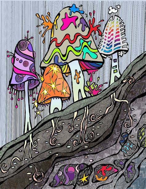 Psychedelic Art Trippy Mushroom Drawing Easy Pic Harhar