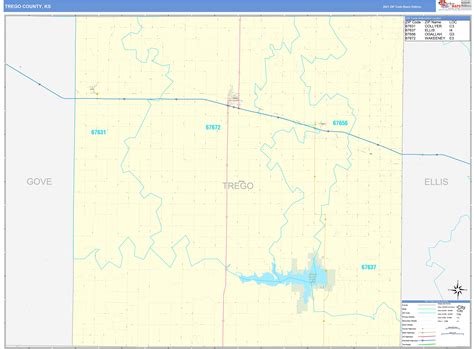 Trego County Ks Zip Code Wall Map Basic Style By Marketmaps