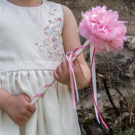 handmade pink flower girl wand by ali rose bridal ali uk bridal fabric flower