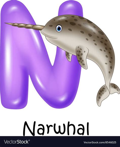 Furry furry letter n isolated on white background. Cartoon of N Letter for Narwhal Royalty Free Vector Image | Alphabet ...