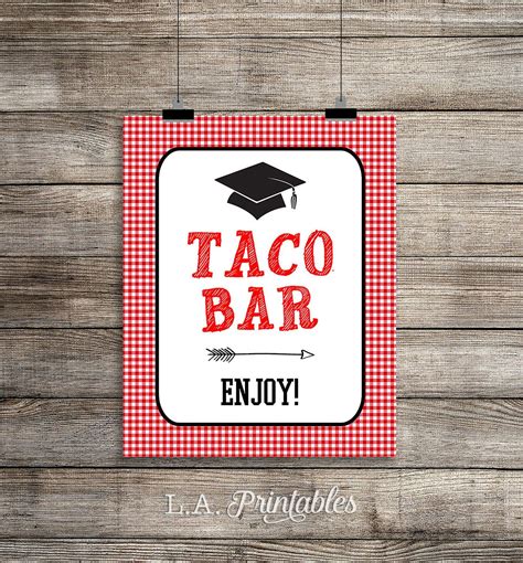 Our ultimate diy taco bar party is low on effort and easy on the budget. Taco Bar Graduation Party Sign, Red BBQ Grad Party Sign ...