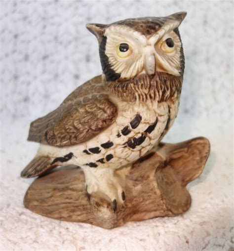 This Wise Old Owl Ceramic Figurine Hand Painted Realism Ebay