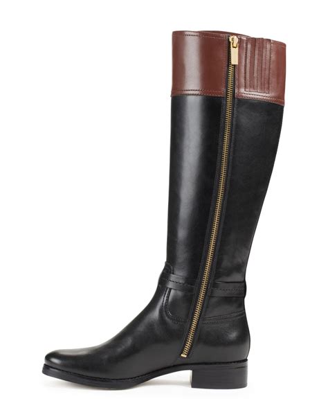 Michael Kors Michael Stockard Twotone Leather Riding Boot In Black Lyst