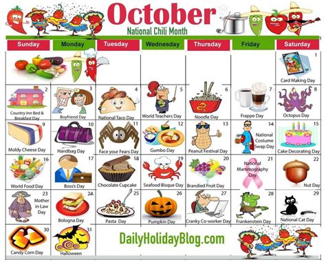 October Calendar National Days Best Top The Best Review Of Excel