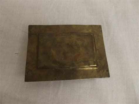 Ww1 German Rectangular Trench Art Ashtray With Buckle Centre Sally