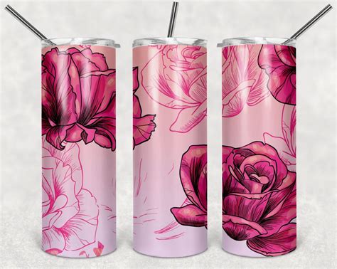 Floral Skinny Tumbler Sublimation Designs Love Quote 20 Oz Skinny