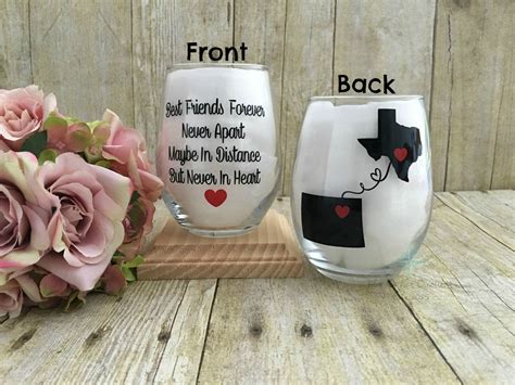 Uncommongoods has so many great gift ideas for long distance couples. Best Friend Wine Glass, Best friend Gift, Long Distance ...