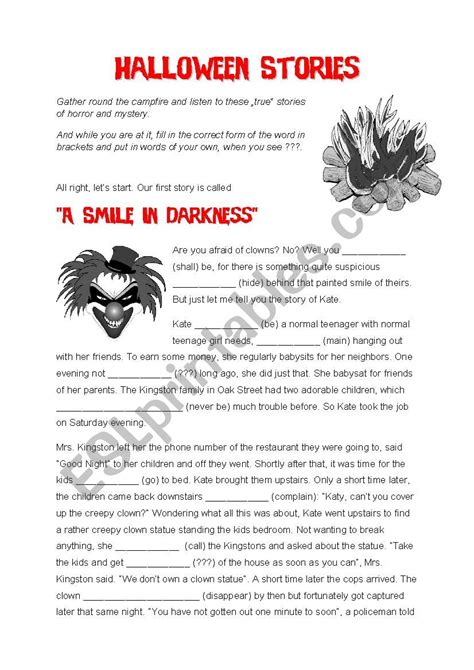 Halloween Stories Esl Worksheet By Englishchris