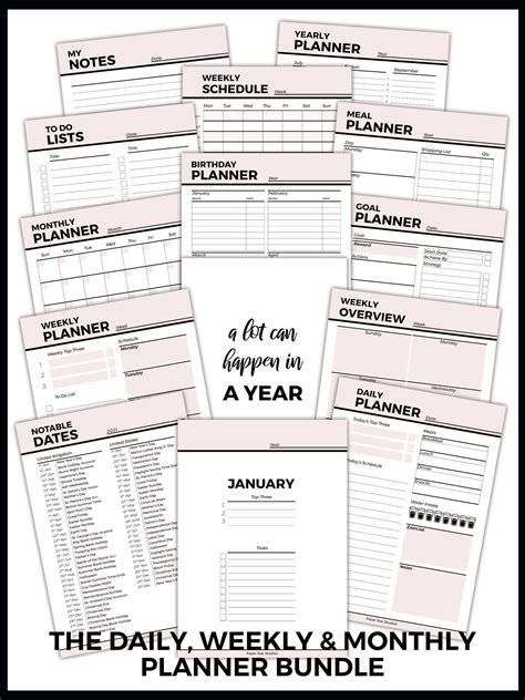 Daily Weekly And Monthly Planner Bundle Printable And Digital Planner