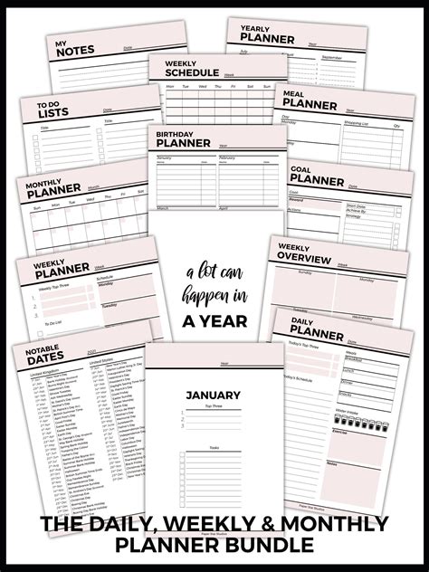 the daily planner and month planner bundle with free printables
