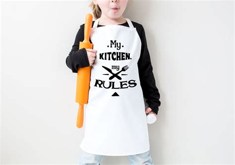 My Kitchen My Rules Kids Apron Toddler Apron Childrens Etsy