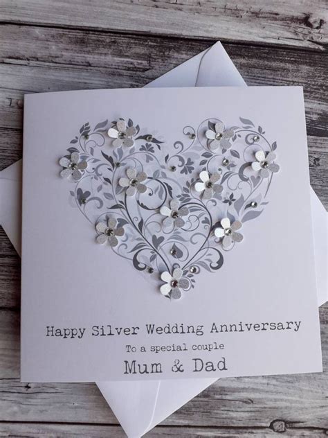 Handmade Silver 25th Wedding Anniversary Wedding Day Card Etsy Uk