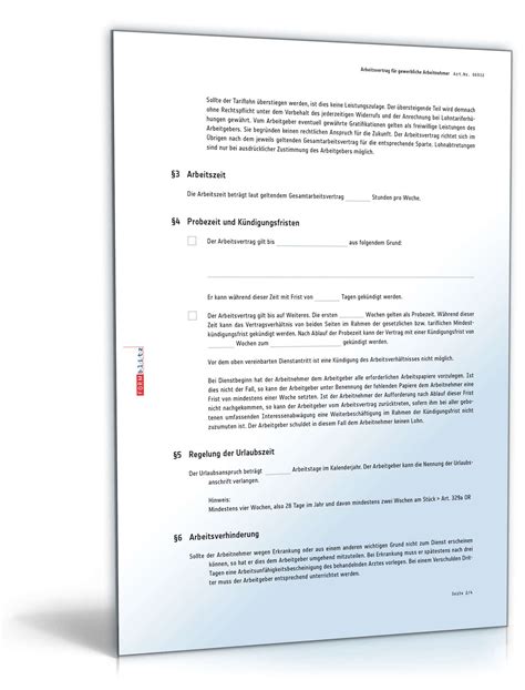 Unsere arbeitsvertrag vorlage können sie hier kostenlos herunterladen und frei verwenden. Arbeitsvertrag für gewerbliche Arbeitnehmer - Muster ...