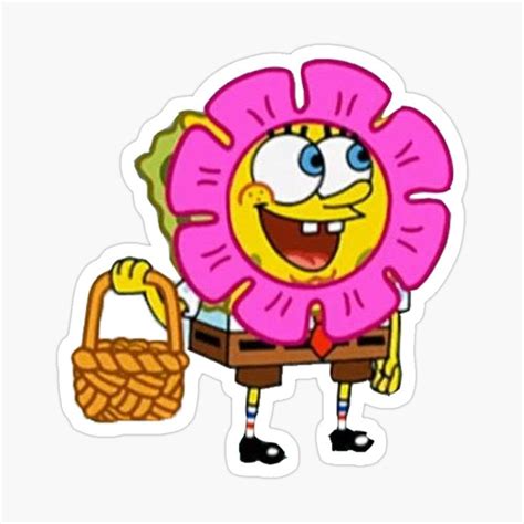 Spongebob In A Flower Glossy Sticker By Julitortellini In 2021
