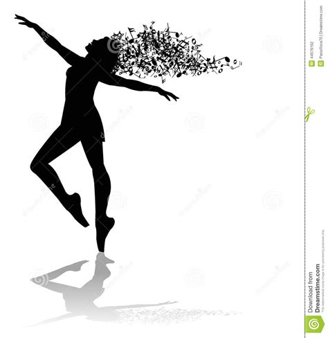 Silhouette Of Dancer And Musical Notes Stock Vector Illustration Of
