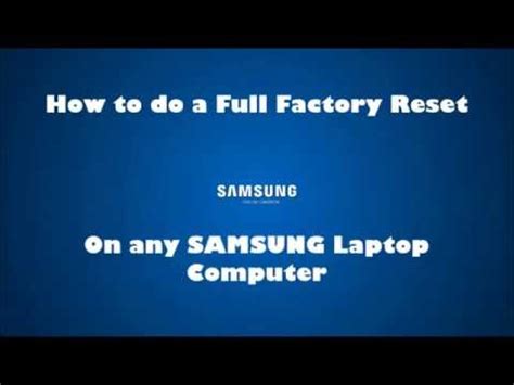 Wondering how to factory reset an hp laptop? Samsung Laptop Factory Default Restore reinstall Windows ...