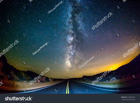 Road Leading Towards Milky Way Galaxy Stock Photo 518603332 Shutterstock