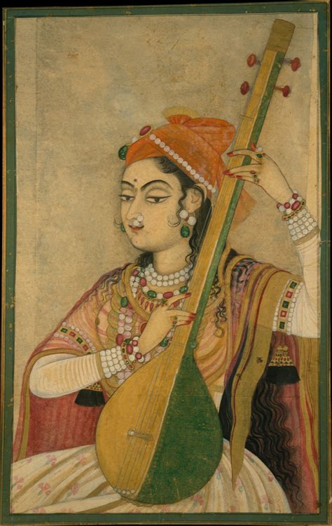 A Lady Playing The Tanpura India Rajasthan Kishangarh The