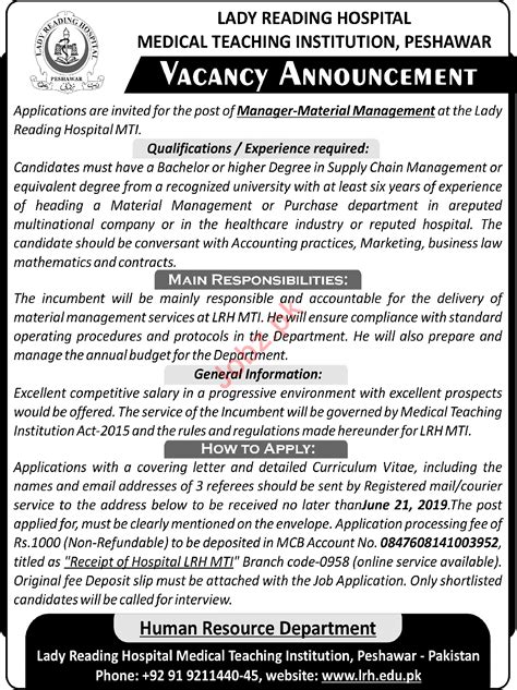 Medical Teaching Institution Mti Material Manager Jobs Job