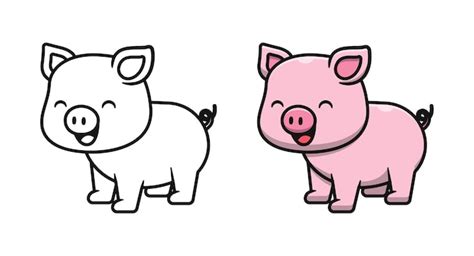 Dibujos Para Colorear De Dibujos Animados De Cerdo Lindo Para Niños