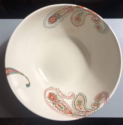 Tabletops Gallery Multi Paisley 1025 Hand Painted Large Serving Bowl