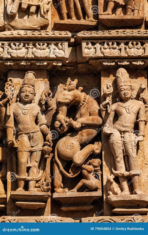 Famous Sculptures Of Khajuraho Temples India Stock Photo Image Of