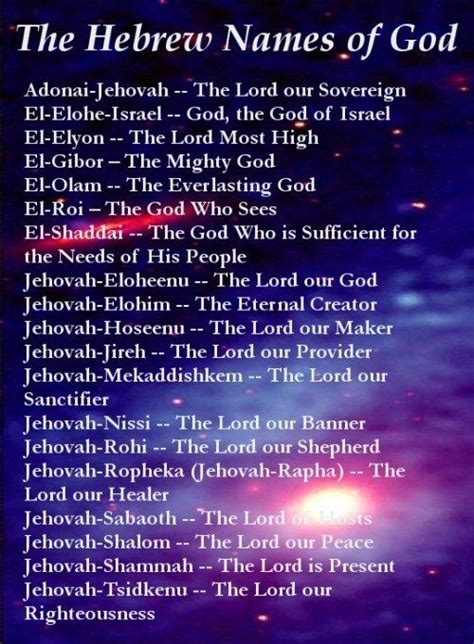 Hebrew Names Of God Names Of God Bible Study Scripture Knowing God