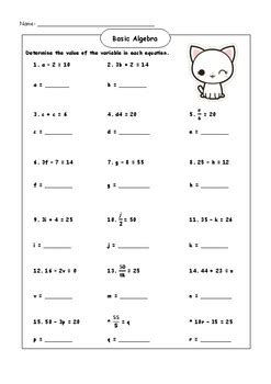 Free algebra worksheets (pdf) with answer keys includes visual aides, model problems, exploratory activities, practice problems, and an online component. Basic Algebra Worksheet by Jobelle Laplano | Teachers Pay Teachers