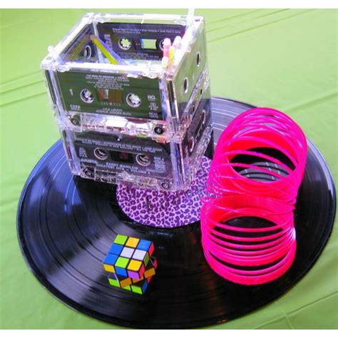 80s Centerpieces Made From Cassette Tapes Record Slinky And Rubiks