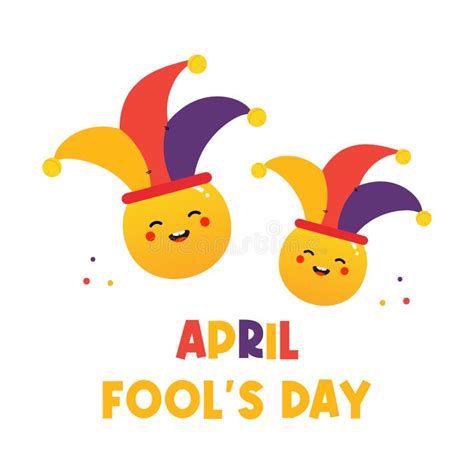 April Fools Day Vector Cartoon Style Illustration Card With Cute