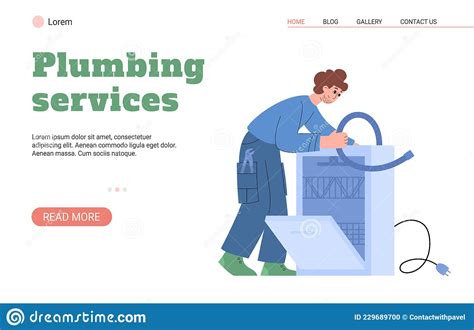Vector Web Banner For Plumbing Service Repair With Professional